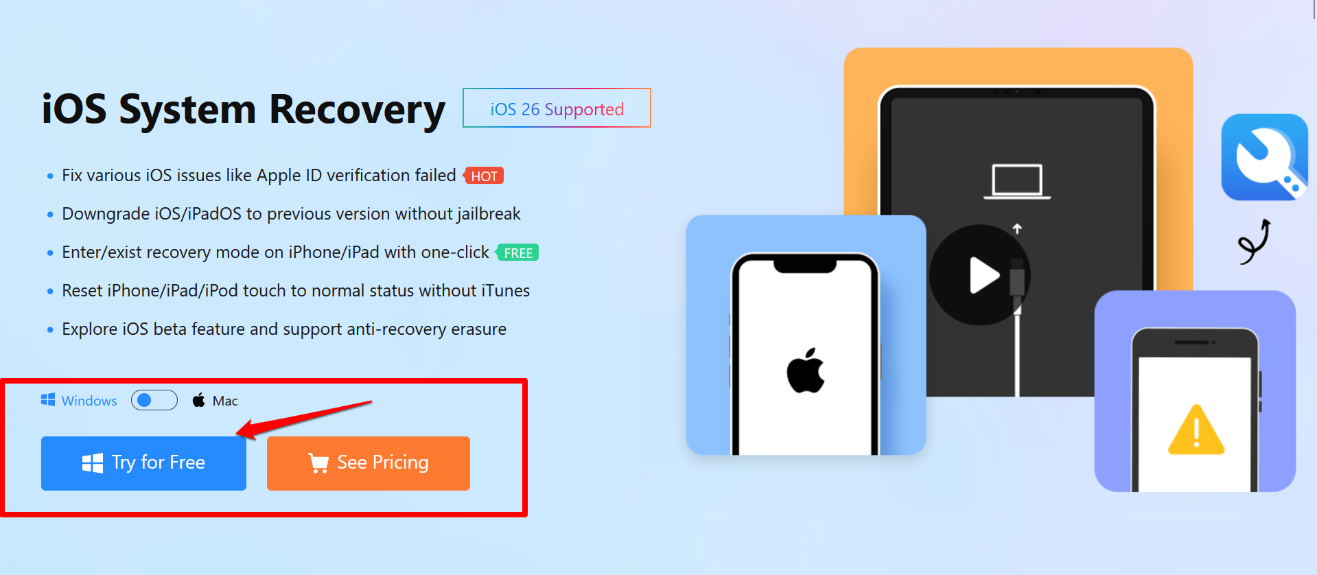 MagFone iOS System Recovery Interface